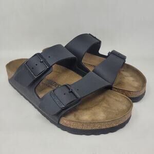 Birkenstock Arizona Sandals EU40 US7 Black Birko Flor Slides Slip On Comfort NEW